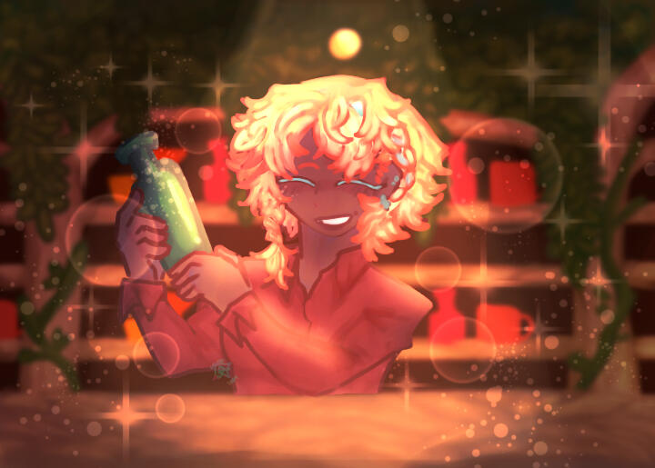 my oc, Keahi in a bar